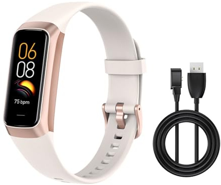 Calager Fitness Tracker,Activity Tracker with Sleep Monitor,Waterproof Multiple Sports Mode Fitness Smart Watch,Color Screen Heart Rate Sleep Monitor,Step Calories Counter for Women Men (Beige)