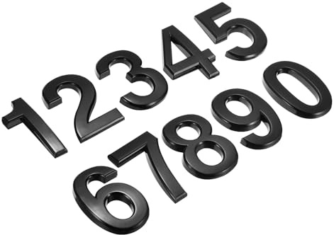 PATIKIL House Numbers 3D Mailbox Numbers 0-9 for Outside, 10Pcs Door Address Number Letter Self Adhesive for House, Apartment Office, Hotel Room, Mailbox Sign, Black