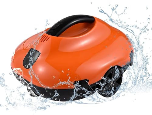 HLGKBY Cordless Robotic Swimming Pool Cleaner, Robotic Pool Vacuum Cleaner, Underwater Cleaner with Smart Navigation for Ground Swimming Pool, Fits Above Ground Pools Up to 861 Square Feet orange