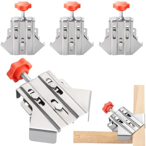 Fippy 4 Stück 90 Grad Winkelspanner Eckenspanner Holz, 2024 Neu Ecke Klemme Rechtwinklig Winkel Klemme für Bildeinrahmung, Schrank und Möbel Schweißen (Offener Stil)