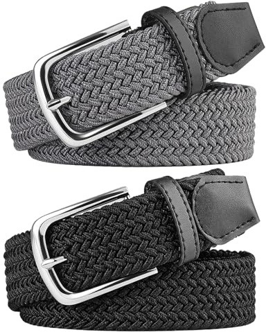 DKDDSSS 2 Pacchi Cintura Elastica Intrecciata, Cintura Uomo, Cintura In Tessuto Elasticizzato Per Uomo, Stretch Cinta Regolabile per Uomini e Donne