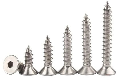 Aqxypas M3 M4 M5 M6 M8 304 Edelstahl Selbstschneidende Sechskant-Senkkopfschrauben 6 8 10 20 30 40 50mm Länge(M3x16mm 50pcs)