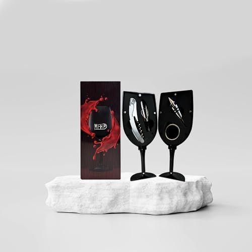 Coffret cadeau en forme de verre à vin avec tire-bouchon, bouchon, anneau anti-goutte et bec verseur - cadeau femme - Cadeau anniversaire couple - Cadeaux originaux pour couples - Cadeaux originaux
