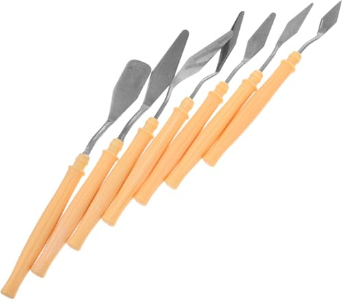 KONTONTY 7pcs Plastic Handle Paint Spatula for Mixing and Scraping Lightweight and Pigment Scrapers Essential Tools for Artists and Painters