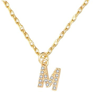KJKJKJ 26 Halskette mit Anfangsbuchstaben für Frauen Mädchen, Halskette mit Buchstabe aus Zirkonia aus Silber, Anhänger, Personalisierung, Geschenkideen zum Geburtstag, L, Edelstahl, Strass