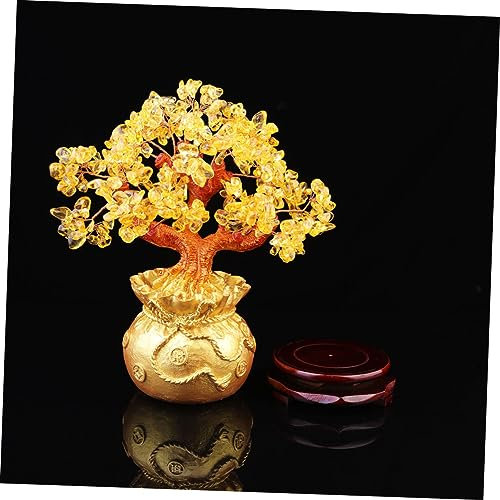 IMIKEYA Kristall-geldbaum-Ornament Im Bonsai-Stil Reichtumsbaum Feng Shui Glück Heimdekoration Größe L Gelber Kristall