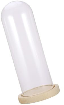 Alipis Wood Base Glass Dome Cloche Cover for Dry Flower Display 9 * 25cm Handcrafted Glass Shield Rustic Tabletop Decor for Home and Event Decoration