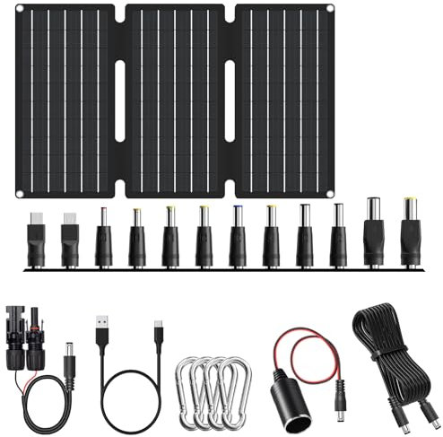 SoulBay 30W Solar Panel Kit, Portable Foldable Solar Panel Charger with USB C & USB A & QC 3.0 Port, IP67 Waterproof for Outdoor Camping Hiking Mobile Phones Laptops Solar Generators Power Banks