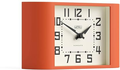 NEWGATE® Mini Metro Reloj de Escritorio | Reloj Retro de repisa | Naranja | Estilo de Mediados de Siglo para Escritorio, Superficie de Mesa, estantería o mesilla