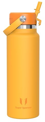 Sparrow Botella Agua Acero Inoxidable 1.2L Botella Termica Pajita - Termo | Cantimplora Antifugas Hermética, sin BPA, Apta Lavavajillas, Frío y Caliente, Deporte Gimnasio Viajar, SwivelSip Tapón Flex