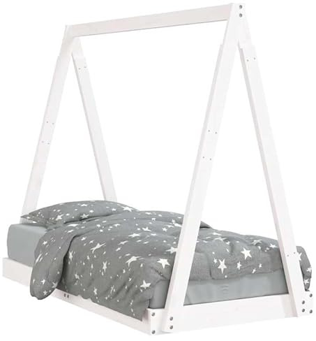 Eleganz Kinderbett Weiß 70x140 cm aus Massivholz Kiefer – Langlebiges Babybett aus natürlichem Kiefernholz für sicheres Schlafen im Kinderzimmer