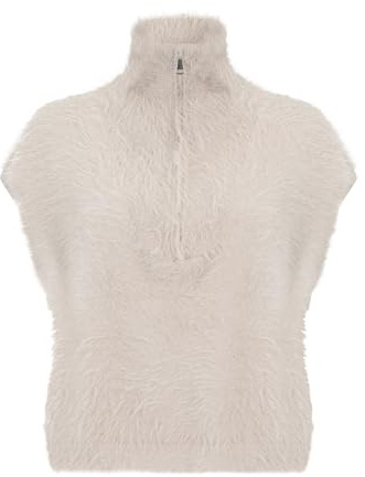 Cartoon Damen Strickpullunder mit Reißverschluss 38, Beige