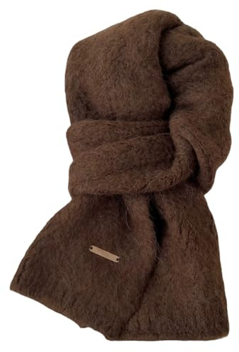 Generisch Kaschmir Schal für Damen Herren, Weiche Warm Wollschal Winterschal - 100% Alpakawolle - Strickschal Einfarbig Gestrickter Halsschal, 160 x 23 cm