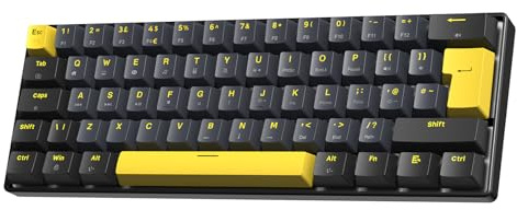 MAGIC-REFINER MK37 60% Wired Rapid Trigger Gaming Keyboard UK Layout, Hall Effect Magnetic Switch, 8KHz Polling Rate, 0.04mm RT Accuracy, 0.125ms Latency, RGB Backlit, Hot-Swap, PBT Keycap,Star Black