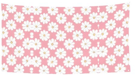 Bandera colgante de fondo de crisantemo blanco para eventos, adecuada para fiestas junto al mar o reuniones de festivales, etc