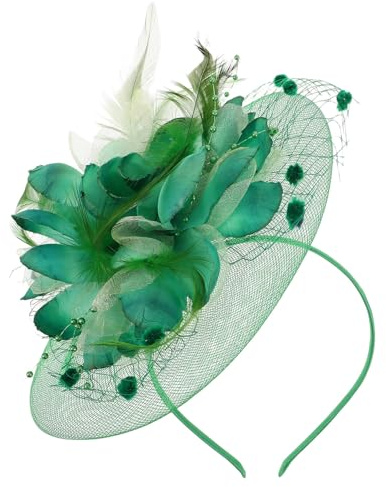 Hemobllo Chapeau Mini Mariage Vert Vintage en Polyester Plume, Épingle Élégante pour Accessoires Cheveux Mariée au Goûter ou Cocktail