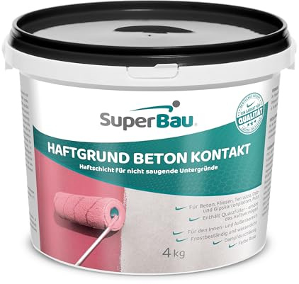 SuperBau BETON KONTAKT 4kg (≈13,5m²) Haftgrundierung mit Quarzsand – Haftgrund für Beton, Putz & Fliesen, rosa Haftbrücke für glatte, nicht saugende Untergründe, innen & außen