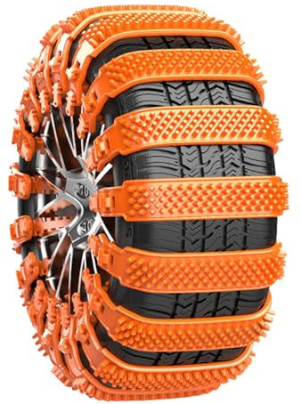 Chaînes à Neige pour Auto, Chaîne à Neige pour Voiture, Chaine Neige Antidérapantes Universelles, Hiver Pneus Anti-dérapage Chaînes, Réglables, pour Voitures Camions SUV Moto Vélo (Orange)