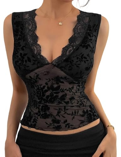 HTTDSLF Canottiera da Donna Sexy Crop Top Tops Mesh Donna Tubo Aderente Corpetto Sexy Tank Crop Senza Maniche Tube Top Y2K Tops, M