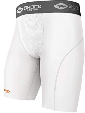 Shock Doctor 220 Compression Short with Cup Pocket, White - Large