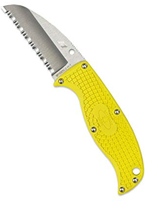Spyderco Unisex – Erwachsene, Klappmesser, Klingenlänge: 6.98 cm, Enuff Salt Yellow, Mehrfarbig, normal, FB31SYL | 17,14 cm Gesamtlänge, 7 cm H-2 Stahlklinge, FRN-Griff, Hohlschliff, Polymerscheide