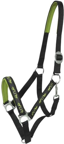 PFIFF 101925 Kunststoffhalfter Mondena, Pferdehalfter Halfter, Schwarz-Grün, Pony