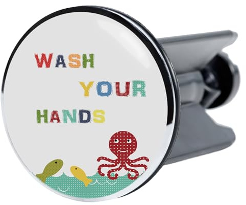 Sanilo Waschbeckenstöpsel Wash Your Hands, schöner Stöpsel für das Waschbecken, universal mit Motiv