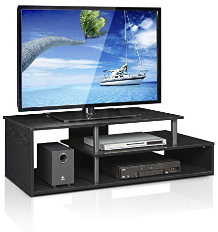 Furinno TV-Regal mit unterschiedlichen Ablageflächen, holz, Schwarzholz, 37.08 x 37.08 x 38.1 cm