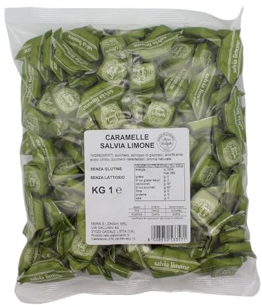 Mera & Longhi Caramelle Quadre Salvia Limone - Confezione da 1 kg