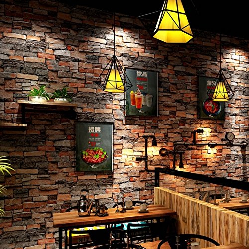 Starsglowing Retro Wandtapete 3D Steintapete Fototapete für Schlafzimmer Wohnzimmer Cafe Bar 9,5 x 0,53 M (Stein, Ziegelrot)