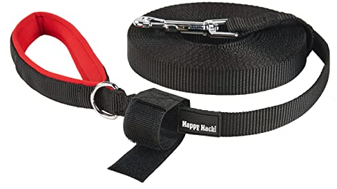 PETTOM Schleppleine für Hunde, 3m/6m/10m/15m/20m Robuste Hundeleine - Übungsleine mit Gepolsterten Griff, Trainingsleine Langlaufleine Langlebigem Nylon Übungsleinen Schwarz, 6m