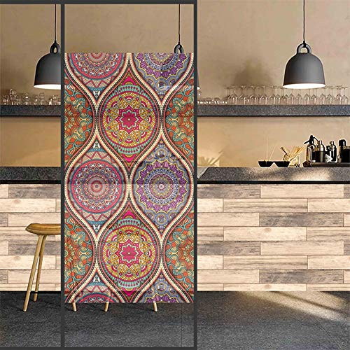 LRQY Bunt Milchglasfolie Sichtschutz Fensterfolie,Statisch Haftend Dekorfolie,ohne Klebstoff Wiederverwendbar zum Bad Duschwand,120x58cm(47x23inch),4
