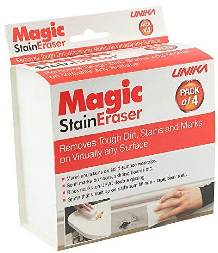 4X Unika Kitchen Worktop Magic Stain Eraser Cleaner Dirt Remover Any Surface Sponge Scrubber Stain Mark Removal Pack
