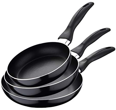 San Ignacio Lot de 3 poêles en aluminium pressé pour induction Q3260 Noir 3 casseroles