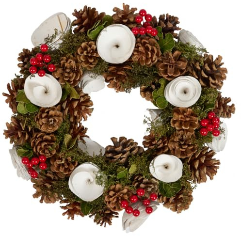 Winter Door Wreath 14 White Rose Garland Christmas Decoration (BZ08) | Door Wreath, Winter Wreath, Christmas Wreath, Door Garland, Christmas Decoration