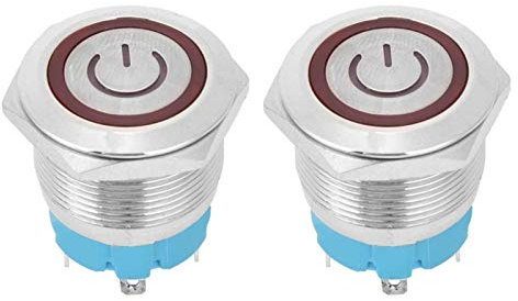 Interruptor de botón de 2 piezas de cabeza plana con reinicio automático IP65 220VAC 22 mm Interruptor de 4 pines con interruptores de botón de luz(azul)