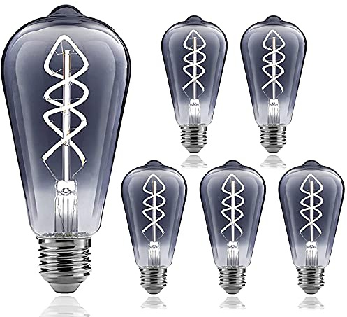 Gorssen Edison Vintage Glühbirne E27-6W 465 LM LED Filament Lampe, Ersazt 60W Halogenlampen, Kaltes Weiß 6500K Antike Lampe Ideal für Retro Beleuchtung im Haus Café Bar - 6 Stück