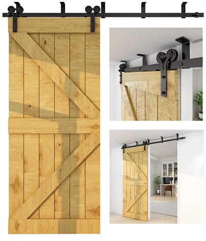 CCJH 5FT/152cm Schiebetürbeschlag Set Schiebetürsystem Deckenmontage Klammern Schwarz komplettes Set mit Y Form Laufrollen und Hängeschiene
