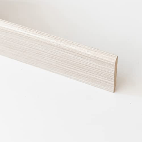 10 PZ Di BATTISCOPA IN MDF ROVERE SBIANCATO MM.10X70X2