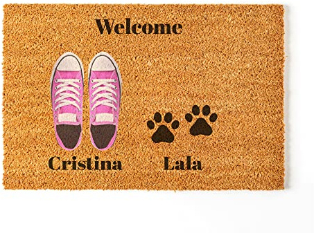 Felpudo Personalizado para la Entrada de Casa | Personaliza tu Felpudo con tu Perro o Gato | 70 x 40 cm | Perfecto para Regalo | Felpudos Originales y Divertidos en 100% Fibra de Coco | 1 + 1 Mascota