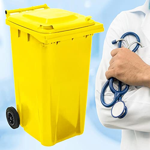 STORM TRADING GROUP Yellow Chemical Waste Wheelie Bin Large 240 Litre | Including Rubber Wheels & Lid