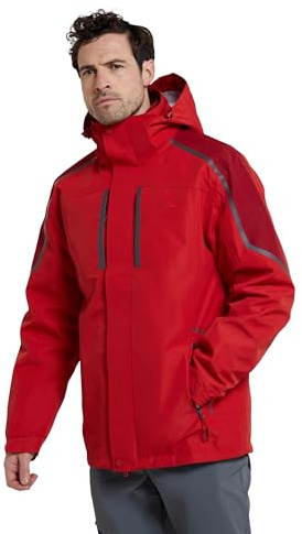 Mountain Warehouse Wasserfeste 3 in 1 Herren Winterjacke, warmer Fleecejacke, Regenjacke, Herrenjacke, Funktionsjacke, Allwetterjacke, Doppeljacke, Übergangsjacke, Winter Dunkel Rot X-Small