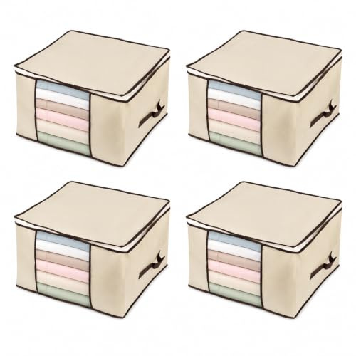HUSL 2/6 Piezas Bolsa de Almacenamiento de Ropa | Organizador Plegable y Transpirable para el Armario de TNT | Edredón, Sábanas Fundas Mantas y Ropa