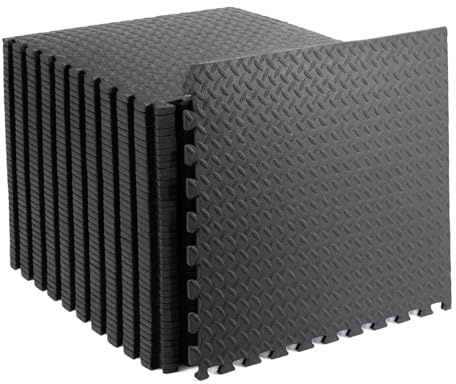 Mat Gym Flooring Mat, Foam Exercise Mats, Interlocking Puzzle EVA Floor Tiles, Non slip Rubber Cushion For Home Workout, Size 60x60cm (16 Pieces (64 Sq.ft))