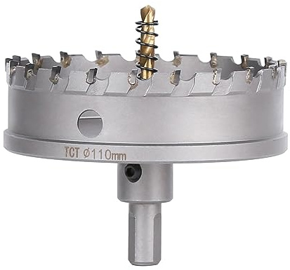 Vearter TCT Hole Saw, 110mm Carbide Bit with Pilot Drill, Cutter for Hard Metal, Stainless Steel, Mild Steel, Aluminium Alloy, Copper, Iron, Plastic and Fiberglass