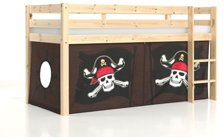 möbelando Spielbett >Pino< in Kiefer massiv Natur lackiert - 210x114x106 (BxHxT)