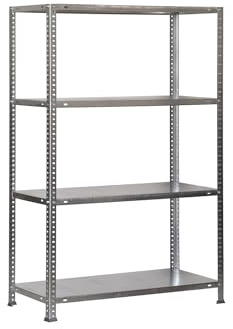 SimonRack Schwerlastregal, Lagerregal, 150x80x50 Metallregal, Kellerregal, Biegestelle 100 kg, 4 Fachböden, Galvanisiert - Comfort