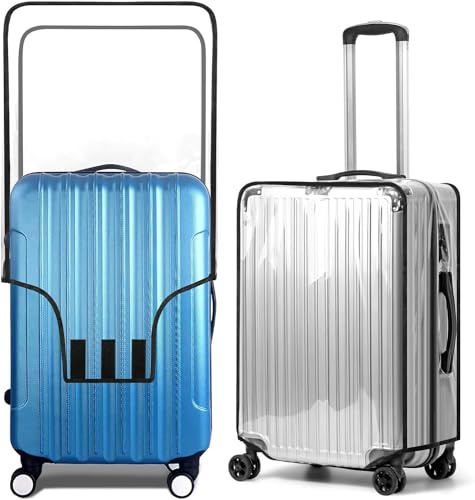 Aomiduo 2 Stück Kofferschutzhülle Transparent Kofferhülle Kofferschutzhülle Reisekoffer-Schutzhülle PVC Koffer Abdeckungen Wasserdicht Durchsichtig Staubdicht Schwarze Grenze(30 Zoll)