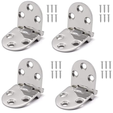Dfuqanb 4 Stück 180 Grad Scharniere Klappbar, Runde Klappscharnier, Edelstahl Klappenscharnier, Mini MöBelscharnier Aufschraubscharnier, für Schränke, Kleiderschränke, Rund, mit Schrauben (Silber)