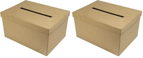 Rayher Geschenkkartenbox mit Schlitz, Pappmaché Kartenbox, FSC Recycled 100%, 30x21x15cm (LxBxH), Briefbox, Geldbox, zum Verzieren, 67202000 (Packung mit 2)